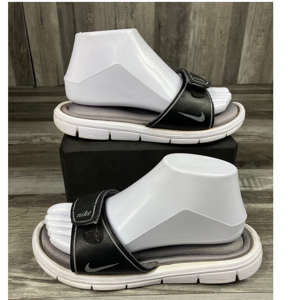 Nike Comfort Footbed Slides Black Grey Adjustable Strap Womens Size 7 315364-015